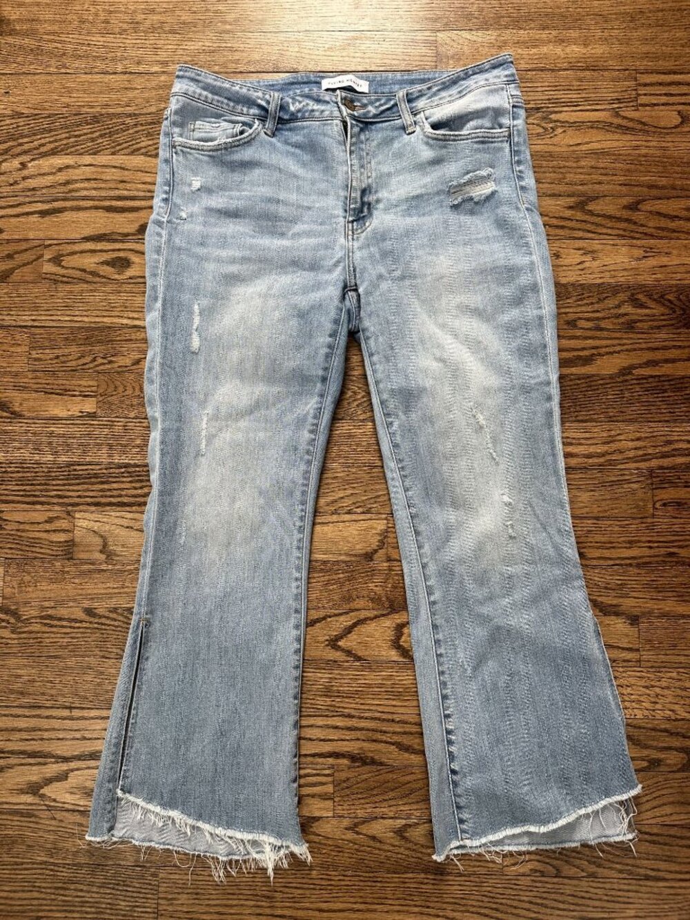 Flying Monkey Distressed Cropped Flare Jeans Size 31